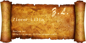 Zierer Lilla névjegykártya